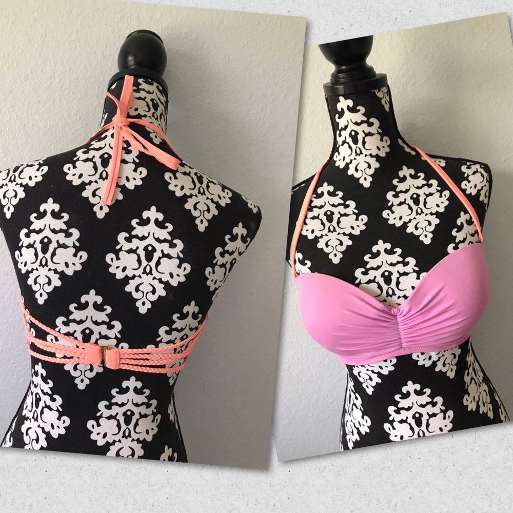 Victoria's Secret pink and orange bikini top